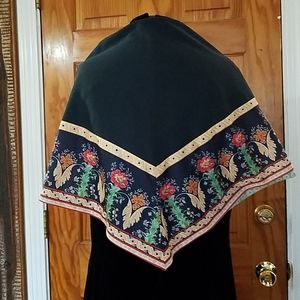 Coat Shawl.Floral on Navy. 63 inches.